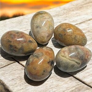 Beautiful Crazy Lace Agate Eggs, sold by bundle of 5 only